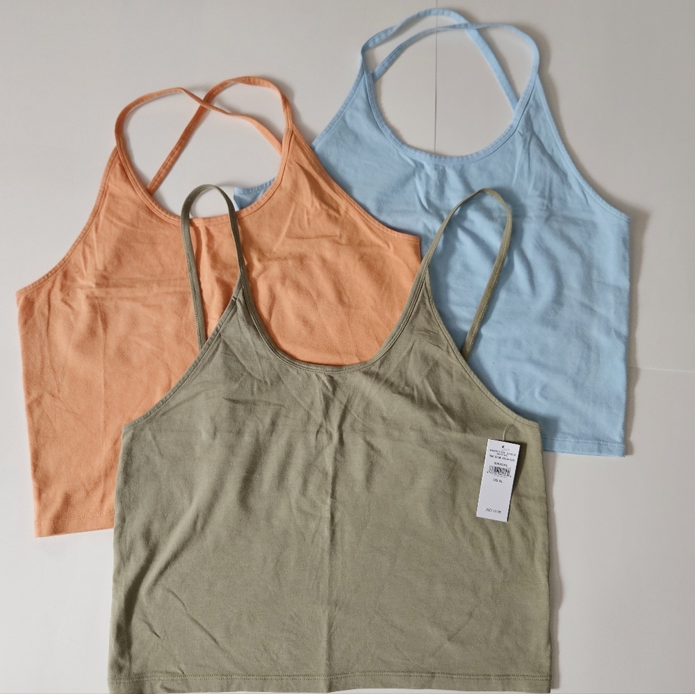 3 American Eagle XL Summer tank tops blue, green, orange